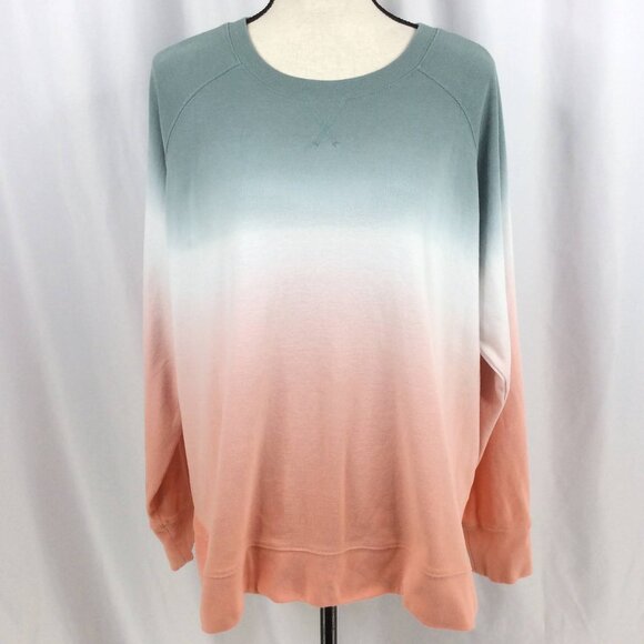 Eddie Bauer Legend Wash Sweatshirt Womens Size 2XL Ombre Raglan Sleeve - Picture 1 of 8